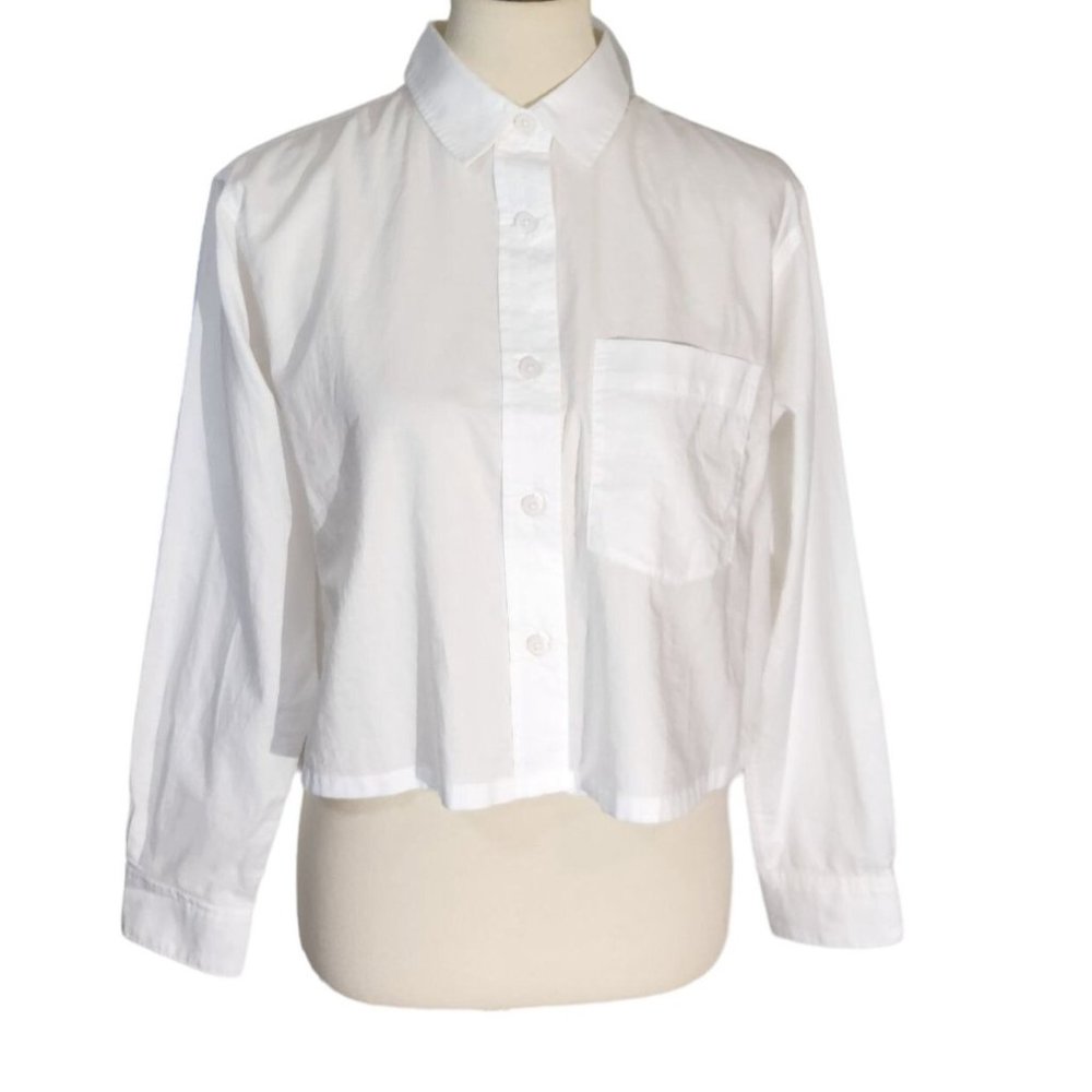 NWOT Everlane Silky Cotton Way-Short Shirt White Women's Size S